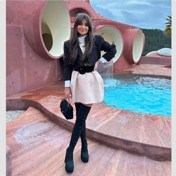 ZARA PINK BEIGE VOLUMINOUS SHORT DRESS - Picture 8 of 16